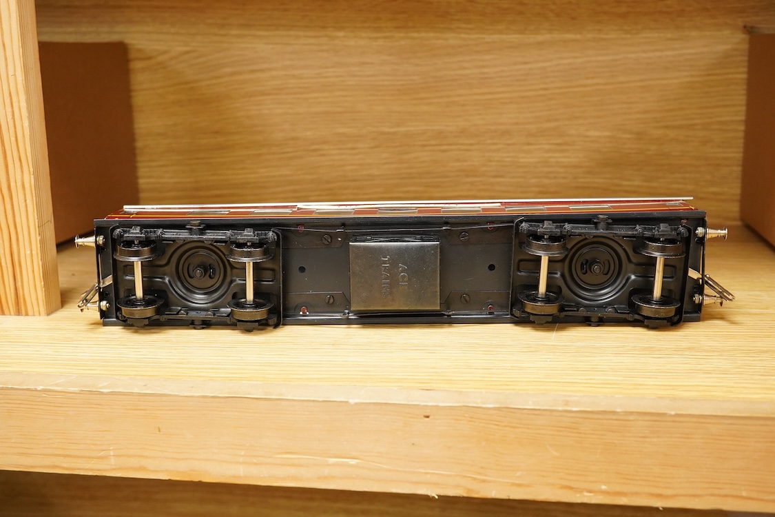 Four ACE Trains 0 gauge tinplate coaches; a boxed C/1 HRCA Brake Second, two boxed C/3 coach kits - a 3/3rd and a 3rd Brk., together with an unboxed LMS First Third composite